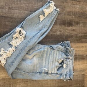 American Eagle Outfitters Light Wash Skinny Jeans with Distressed Rips